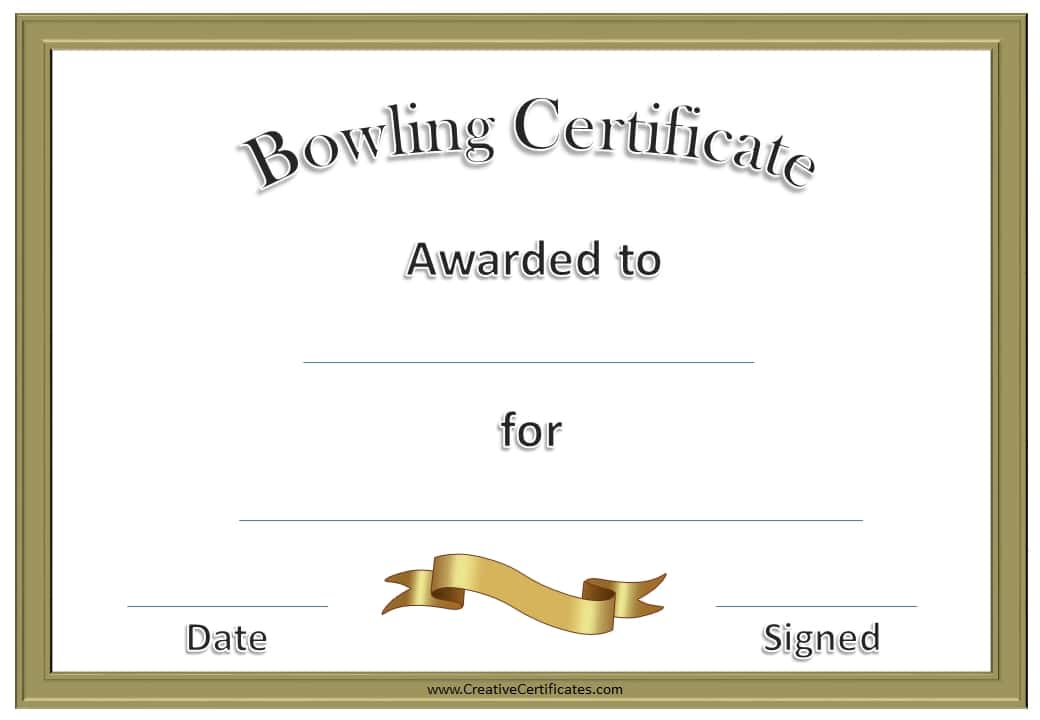 Bowling Award Certificates Templates