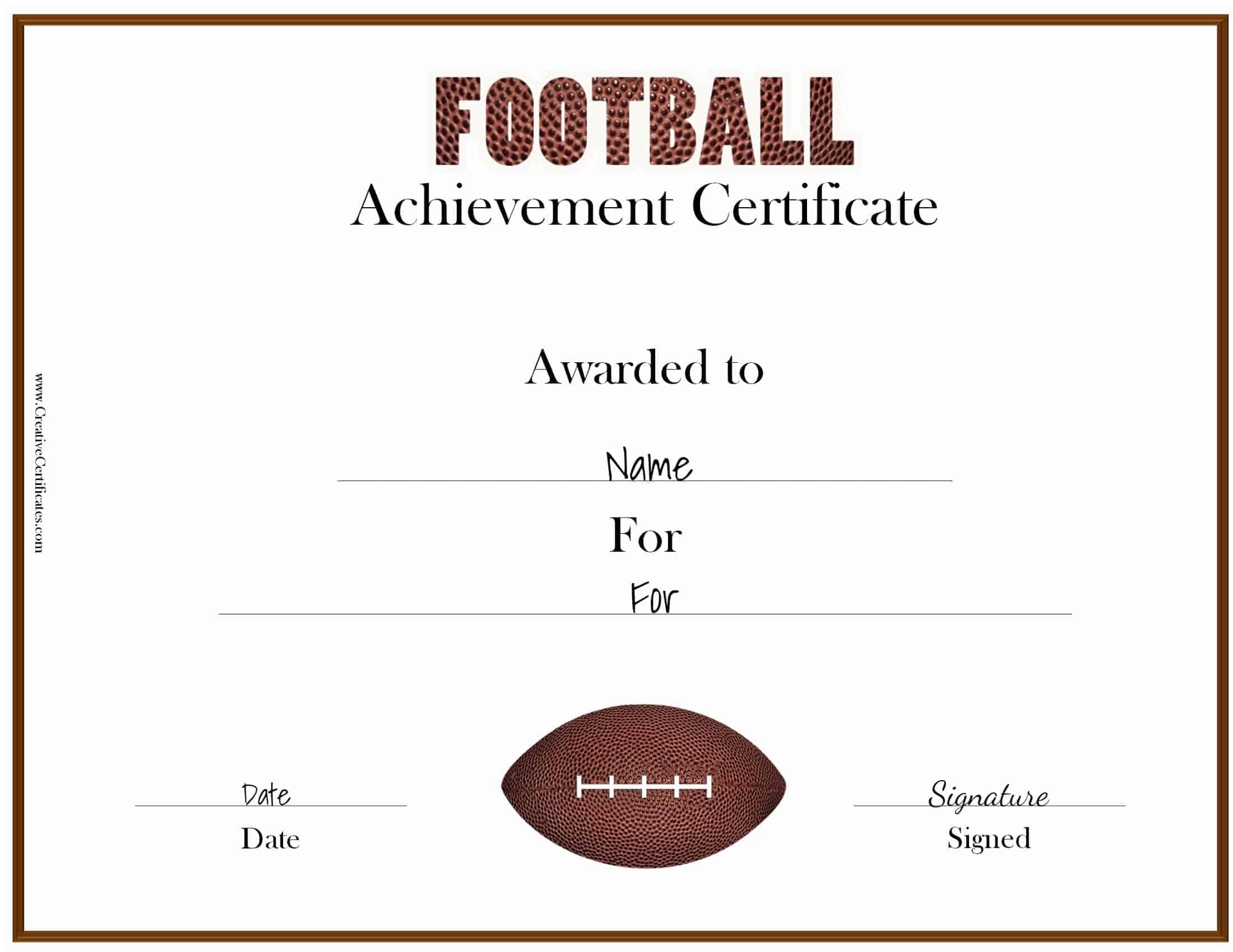 Free Printable Football Award Certificate Template