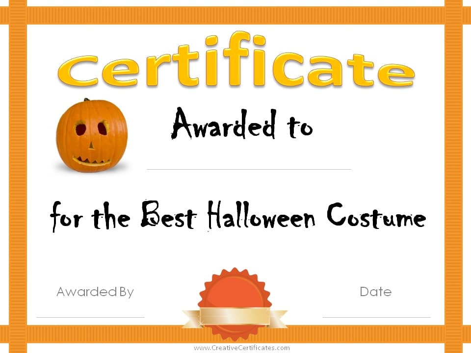 Free Halloween Costume Awards | Customize online | Instant Download