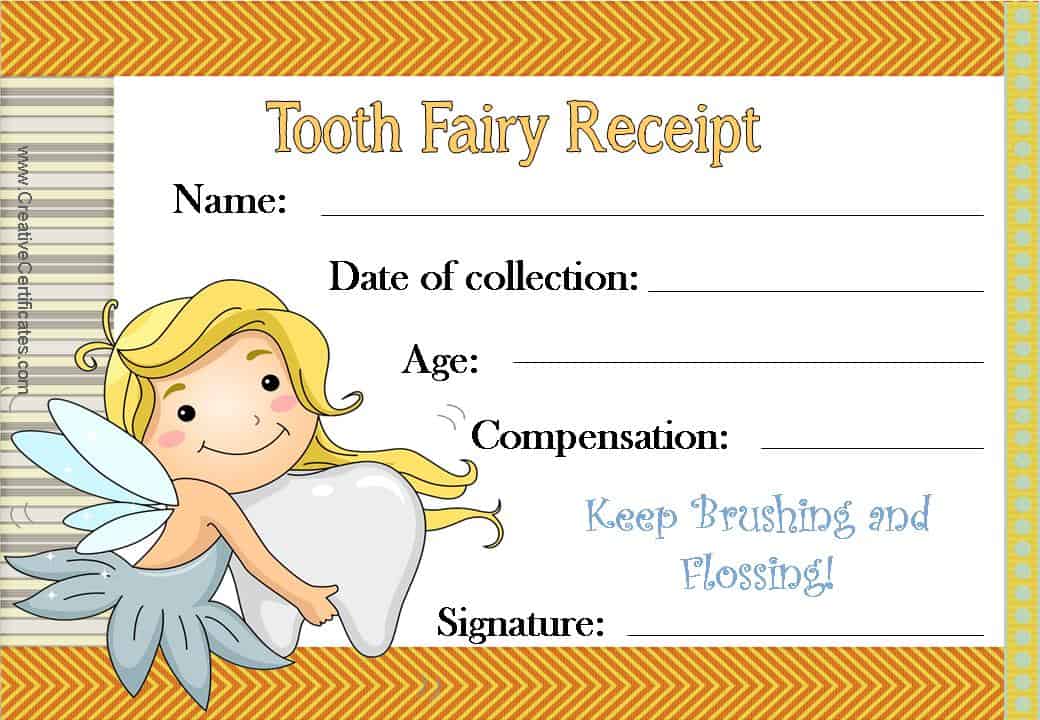 Free Printable Tooth Fairy Certificate Girl