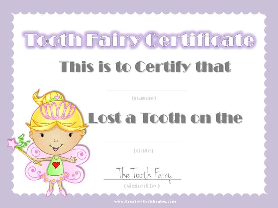 Free Tooth Fairy Certificate Template