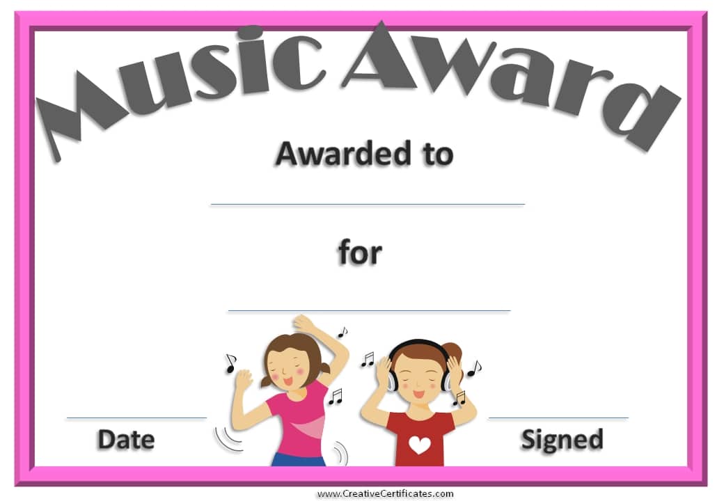 free editable music certificate template free and customizable