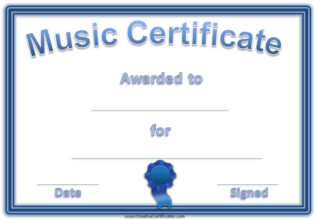 free editable music certificate template free and customizable
