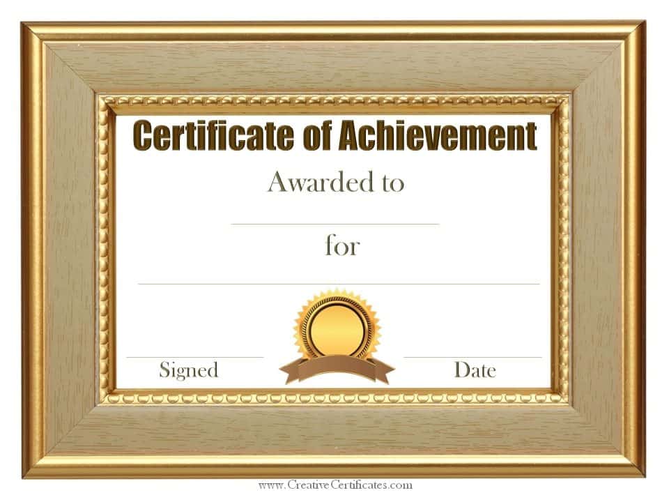Certificate Of Achievement Free Printable