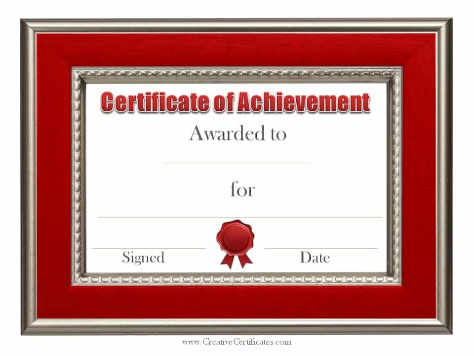 Free Printable Certificate Of Achievement Template