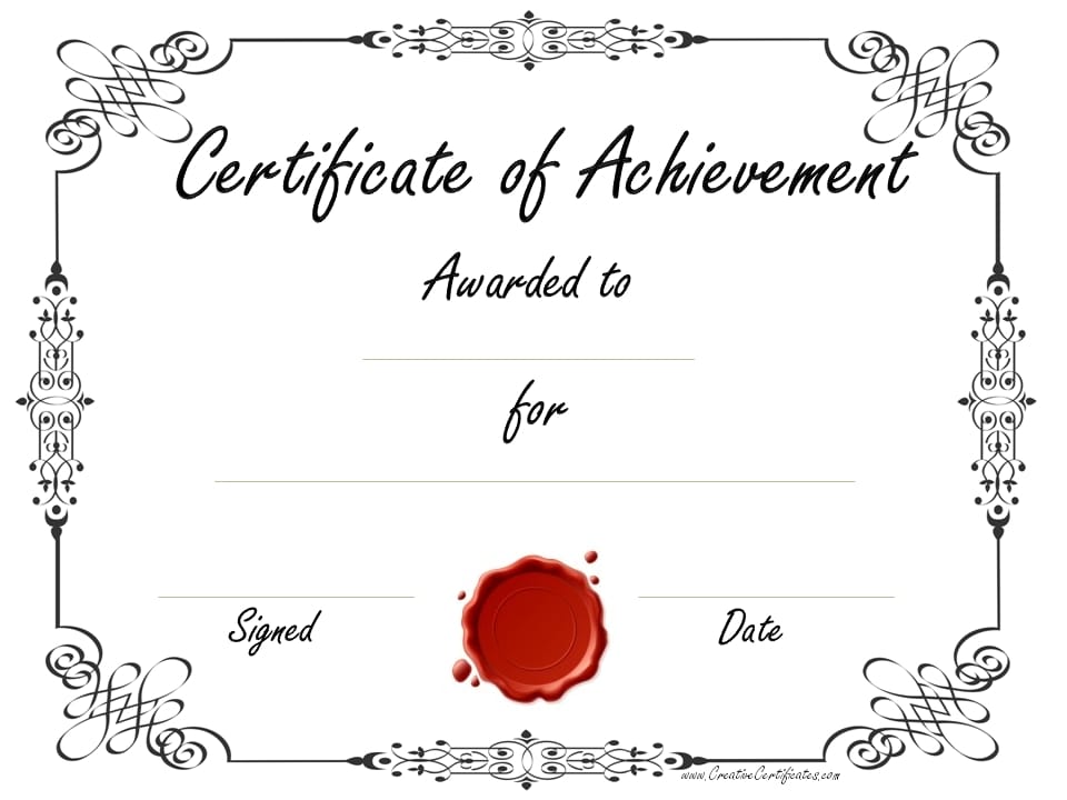 free customizable certificate of achievement