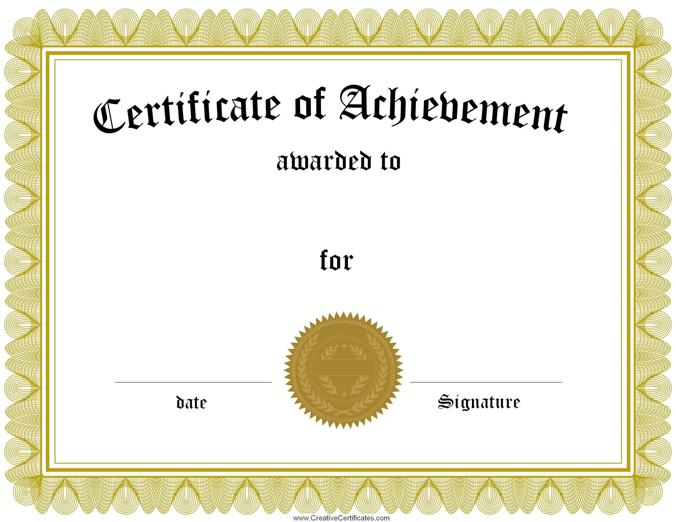 Free Printable Certificate Of Achievement Awards