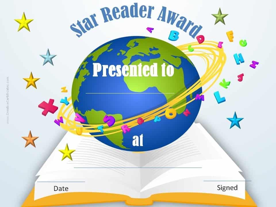 Free Editable Reading Certificate Templates Instant Download