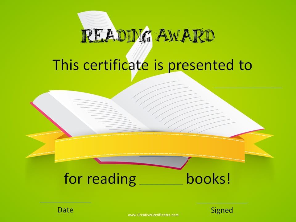 Free Printable Editable Reading Certificates