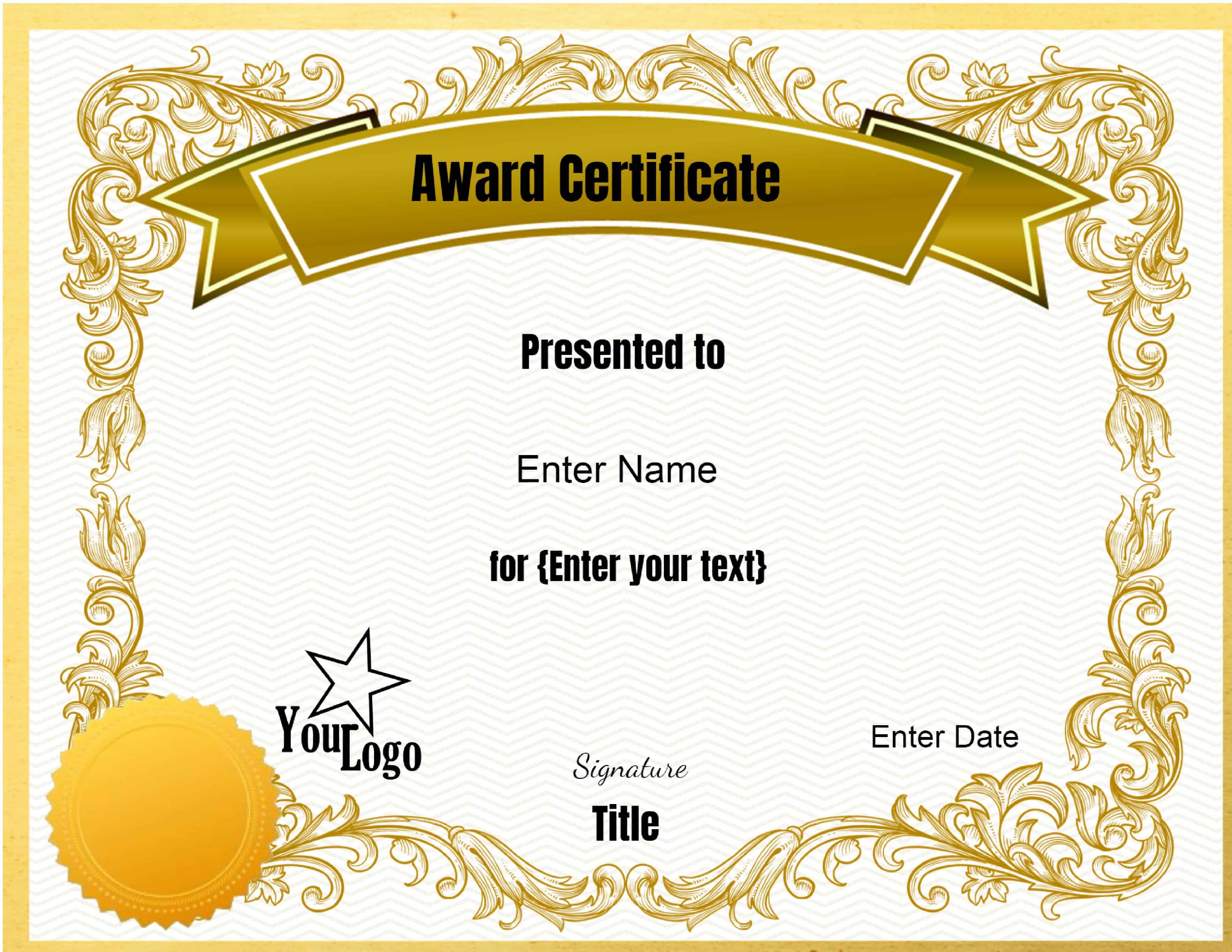 Award Certificate Template Free Printable