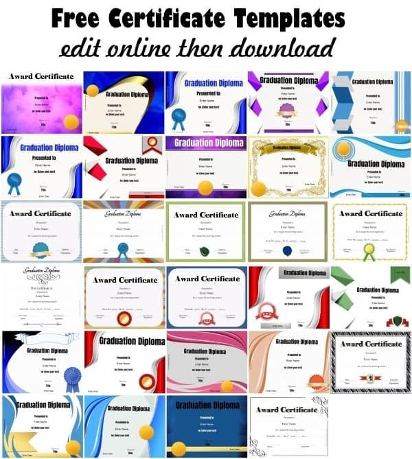 Free Certificate Templates Edit Online Print At Home Instant Download