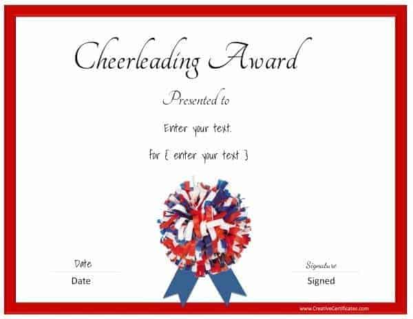 cheerleading certificate templates
