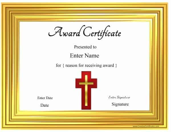 Free Printable Christian Certificate Of Completion Templates For Word