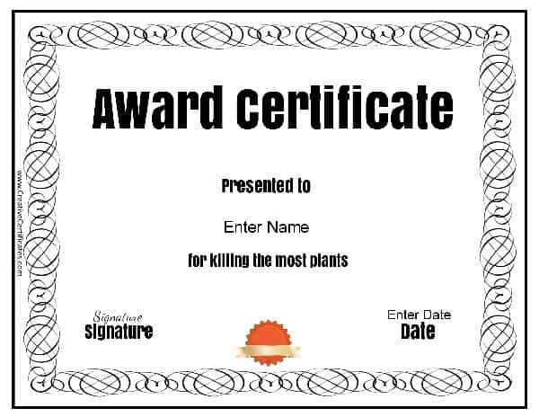 free customizable printable funny awards