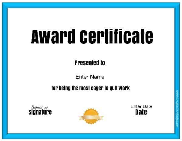 free customizable printable funny awards