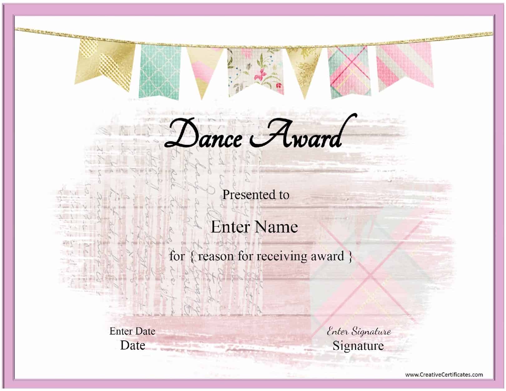 Dance Gift Certificate Template Free