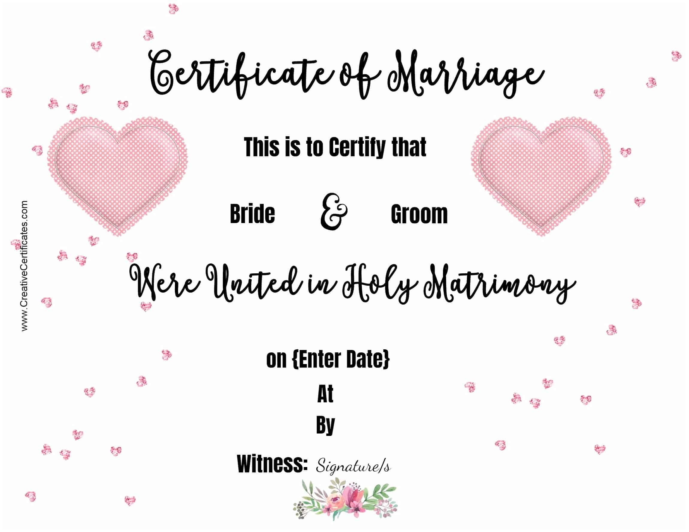 Free Marriage Certificate Template | Customize Online then Print