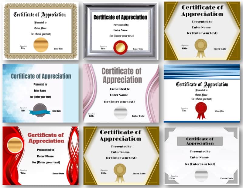 Certificate of appreciation template