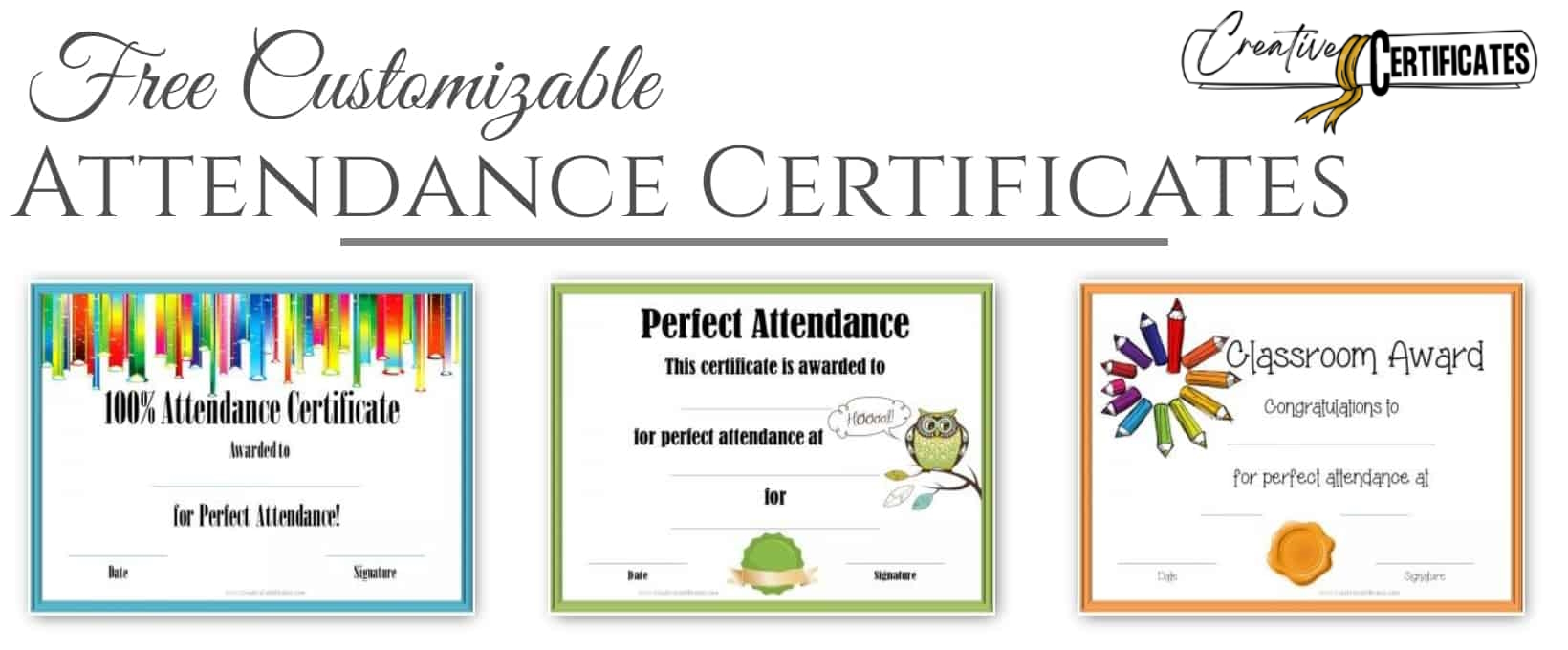 Perfect Attendance Award Certificates