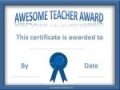 Teacher of the year award that reads "awesome teacher award"