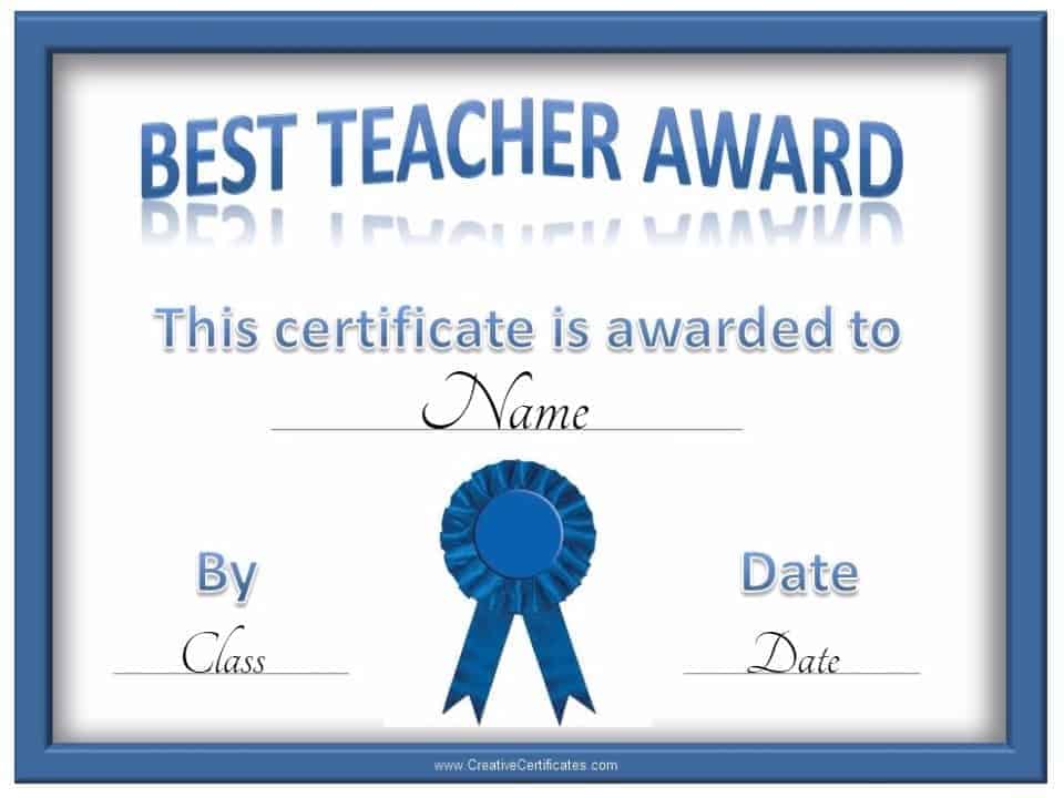 Best Teacher Certificate Templates Free