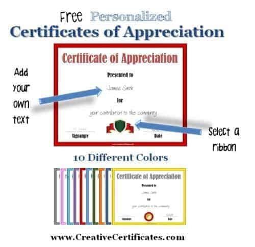 free printable certificates of appreciation