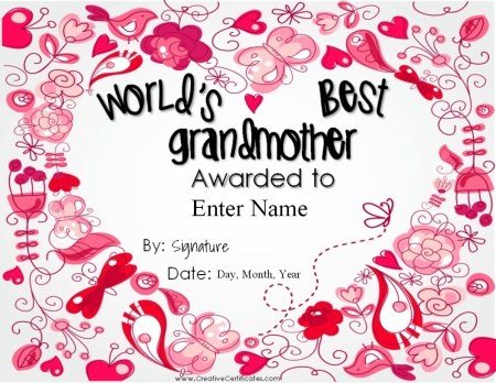 certificate of appreciation for grandmother