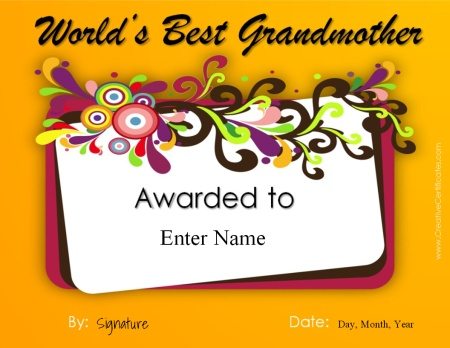 certificate for grandmother