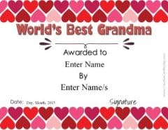Best Grandmother Award Certificates | Customize Online Free!