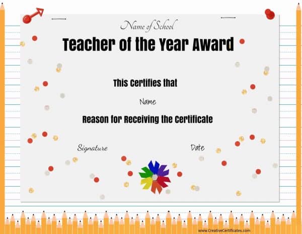 Teacher of the month award