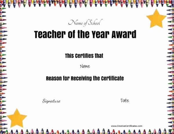 Certificate for teachers