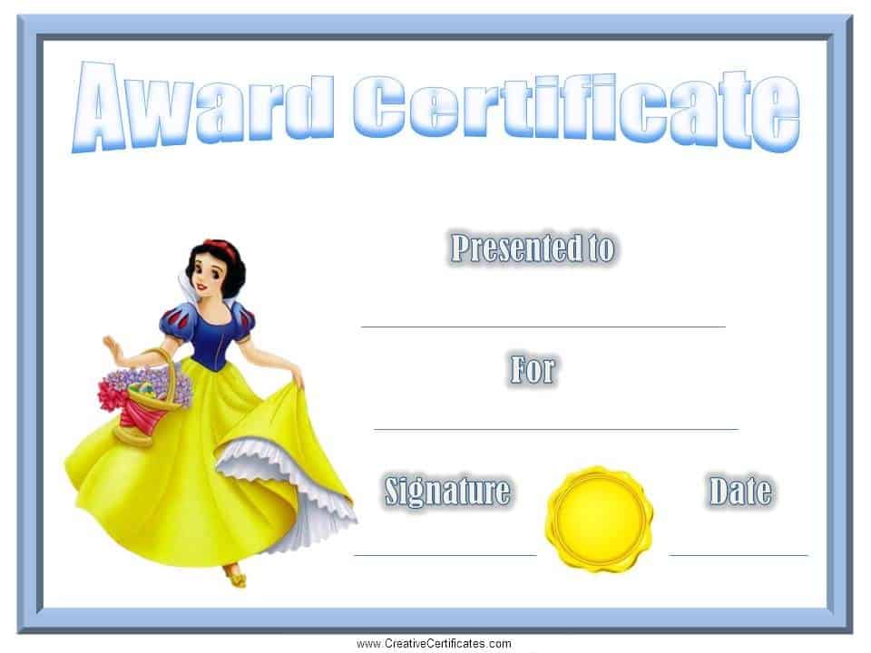 child award certificate