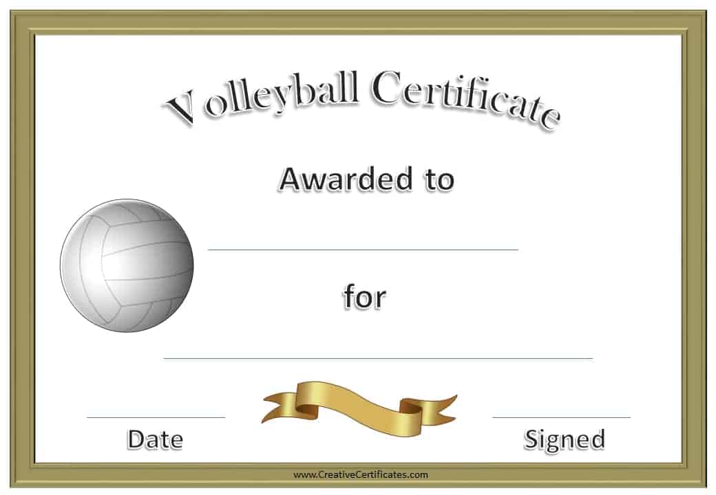 Free Volleyball Certificate Templates Customize Online