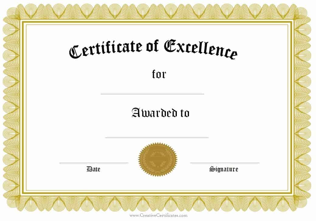 Printable Awards Certificate Remar