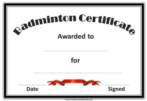 badminton certificates