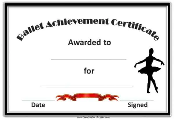 dance certificate template