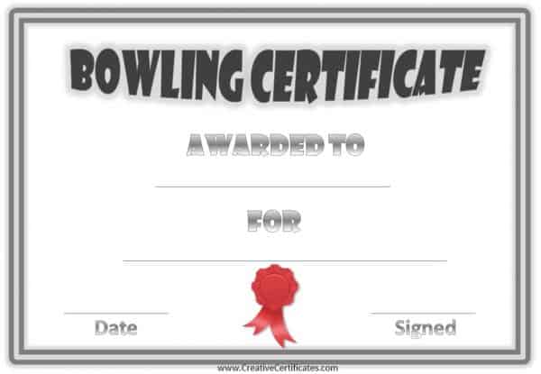 bowling certificate
