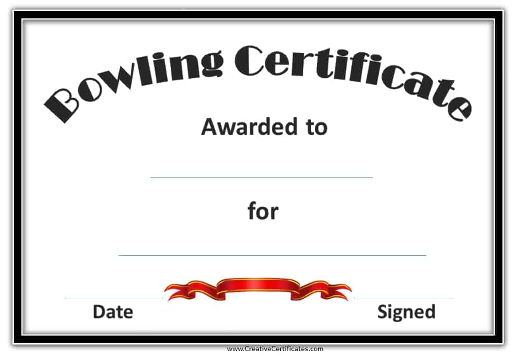 Free Bowling Certificate Template