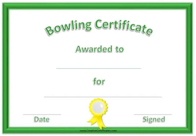 Free Bowling Certificate Template