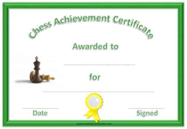 chess award with 2 chess pieces, a green border and a yellow ribbon