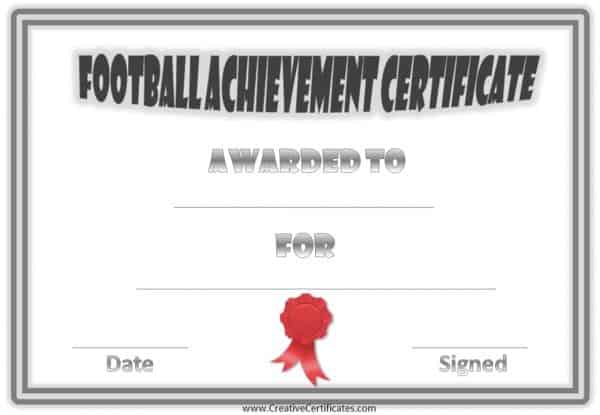 Sports certificates that can be customized. This one has a grey double border and a red ribbon.