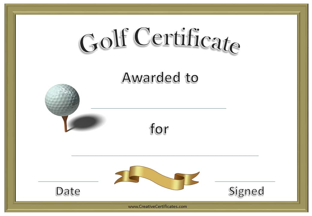 Free Printable Golf Certificates Customizable