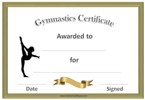 formal gymnastics award with a picture of a gymnast standing on one leg