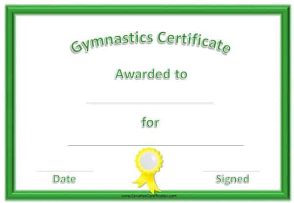 certificate with a green border and a yellow ribbon