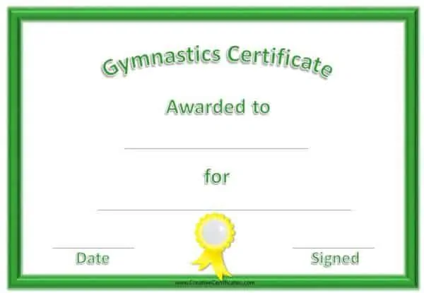 certificate with a green border and a yellow ribbon