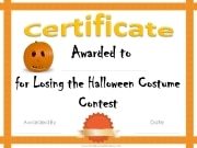 Halloween Award Certificate