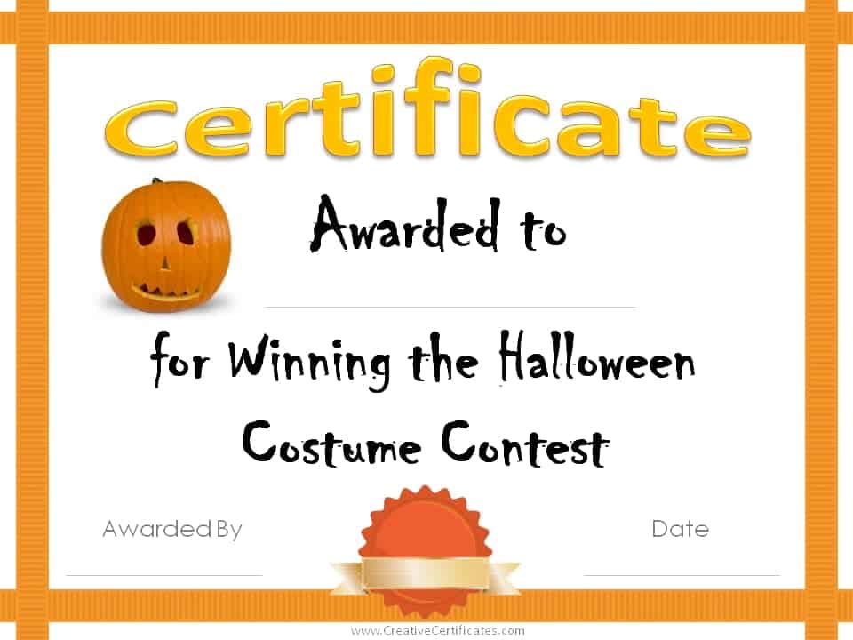 Free Halloween Costume Awards | Customize online | Instant Download