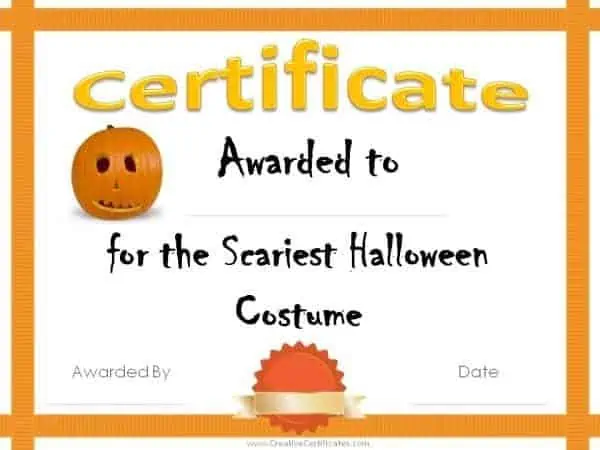 Halloween certificates