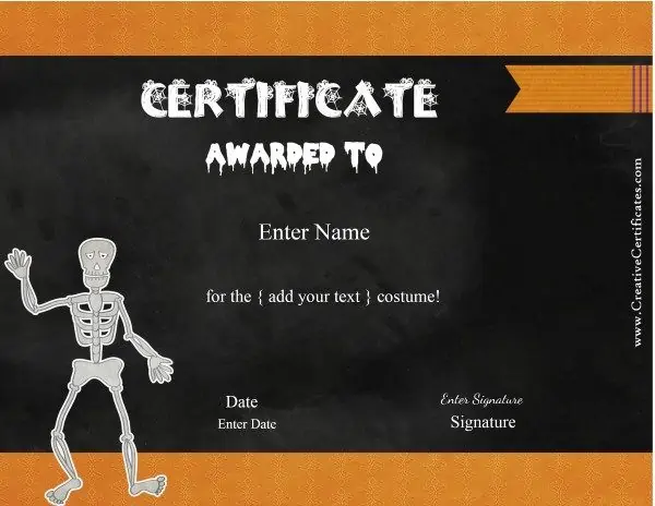 Halloween certificate