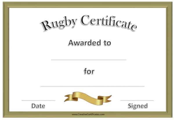 Rugby Certificate